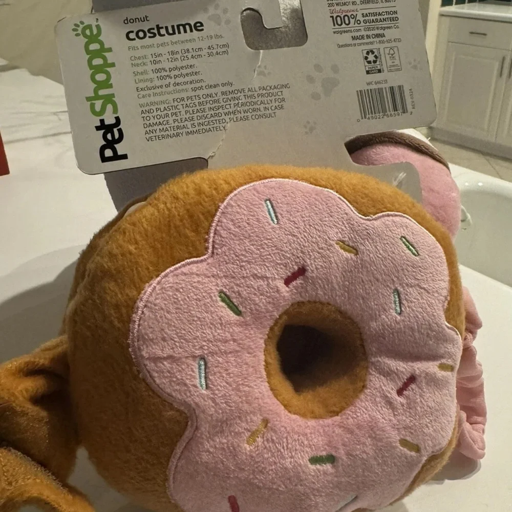 Donut & Coffee Plush Dog Halloween costume MWT XS/S Size Small
